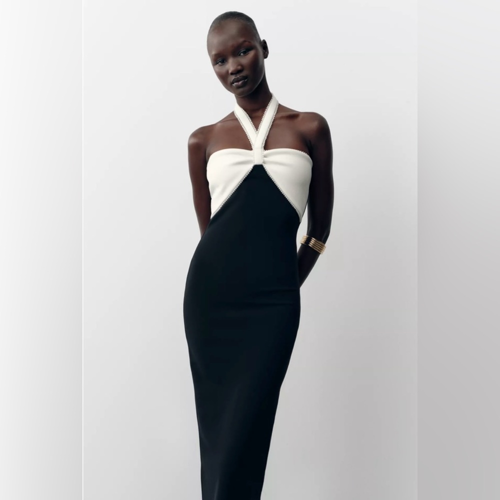 Zara Black and White Midi Dress